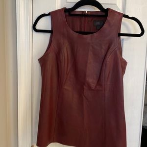 Real leather burgundy banana republic zip up sleeveless shirt